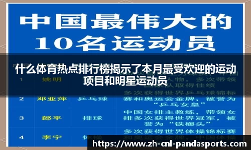 什么体育热点排行榜揭示了本月最受欢迎的运动项目和明星运动员